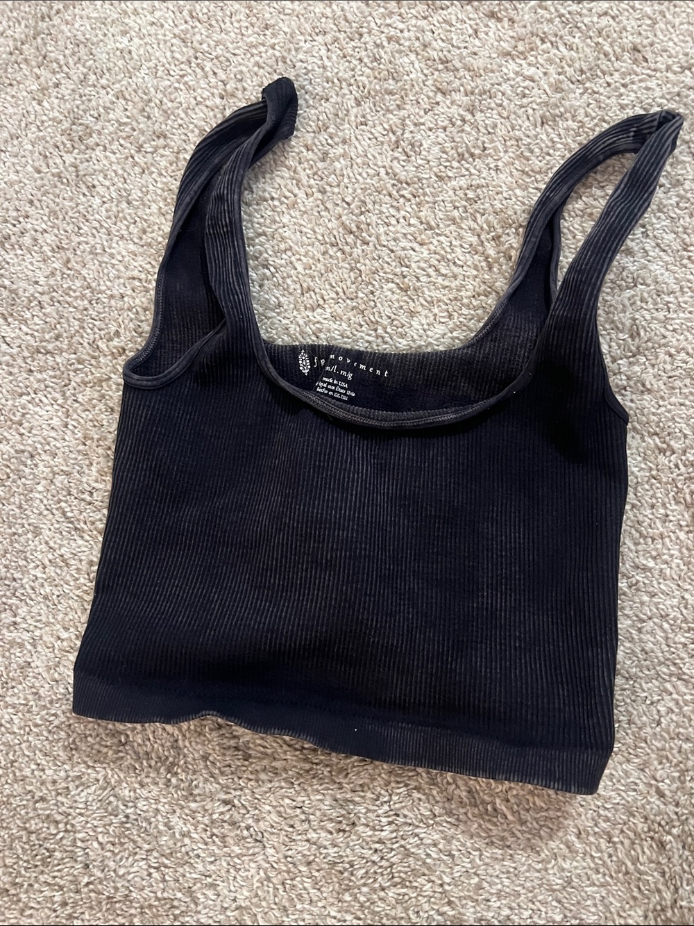FP Movement by Free People Black Ribbed Crop Tank